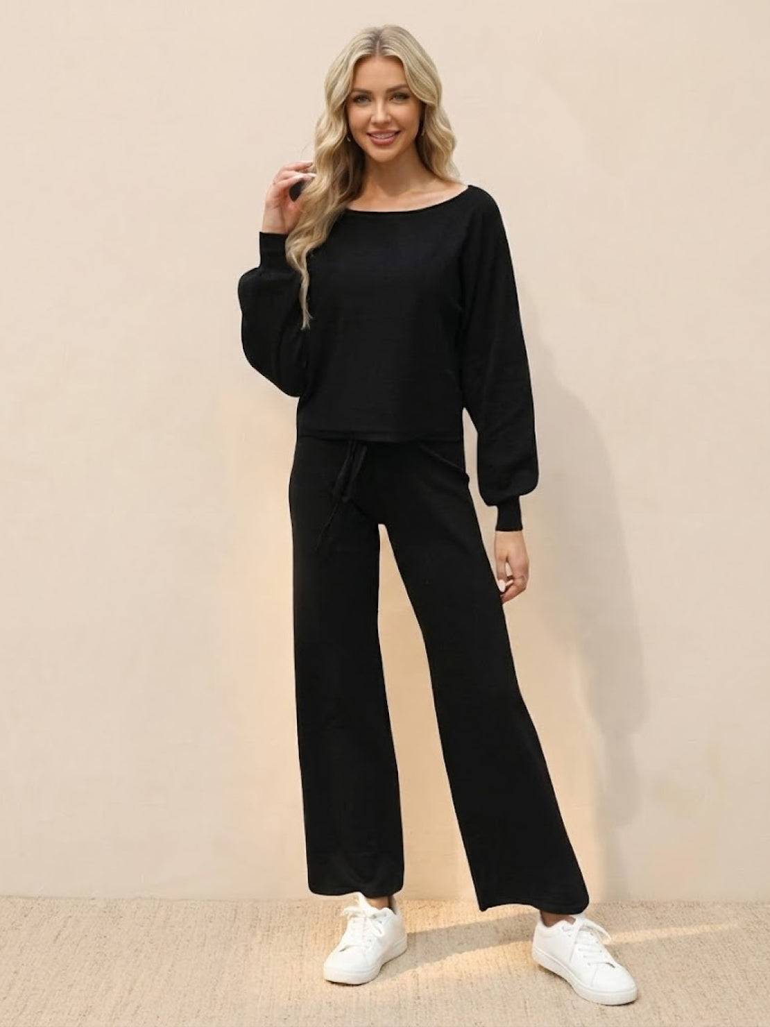 Hailey | Women's Cropped Sweatshirt and Wide-Leg Pants Lounge Ensemble