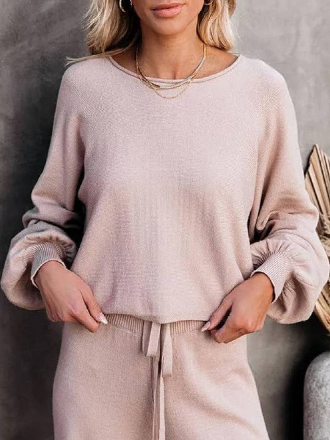 Hailey | Women's Cropped Sweatshirt and Wide-Leg Pants Lounge Ensemble