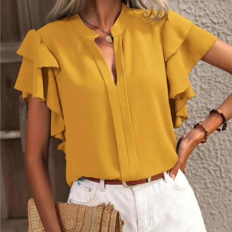 Amira™ | Stylish Blouse Featuring Graceful Ruffle Sleeves