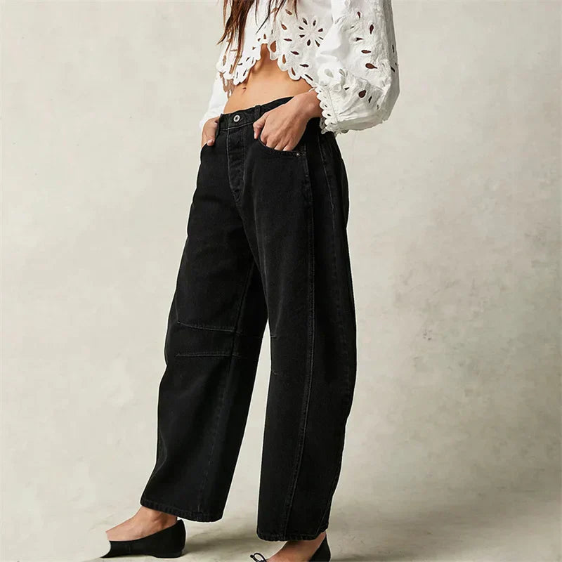 Women's Relaxed Fit High Waist Barrel Leg Jeans