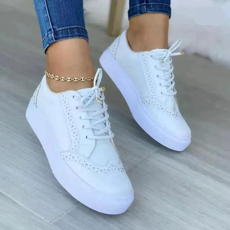 Harper | Women's Lace-Up Platform Sneakers with Brogue Accents