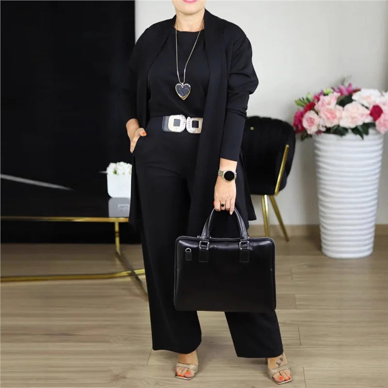 Relaxed Three-Piece Wide-Leg Set
