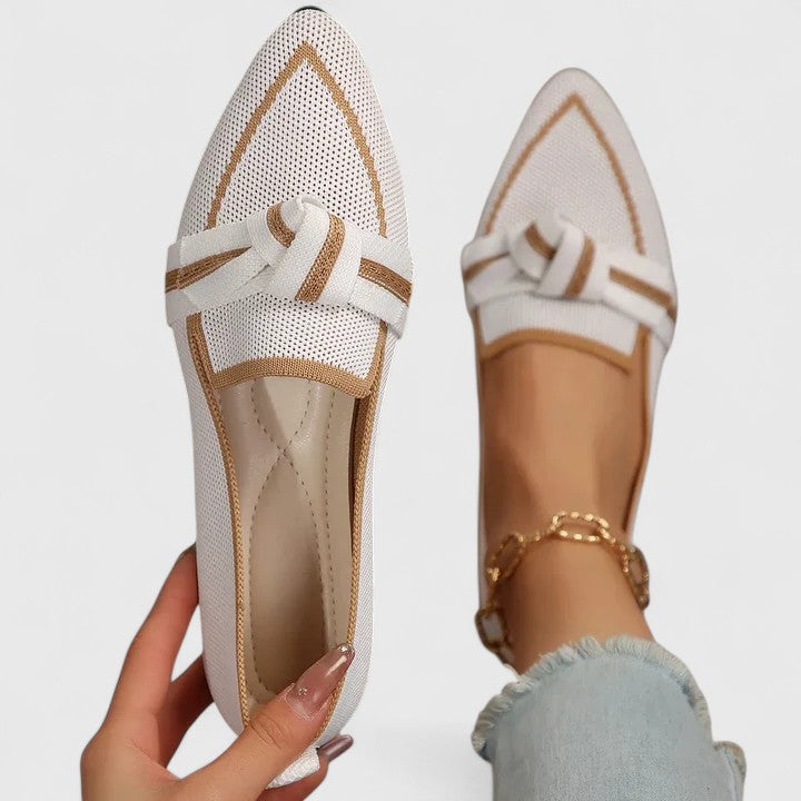 Nova | Women's Slip-On Flat Loafers with Pointed Toe and Knot Accent