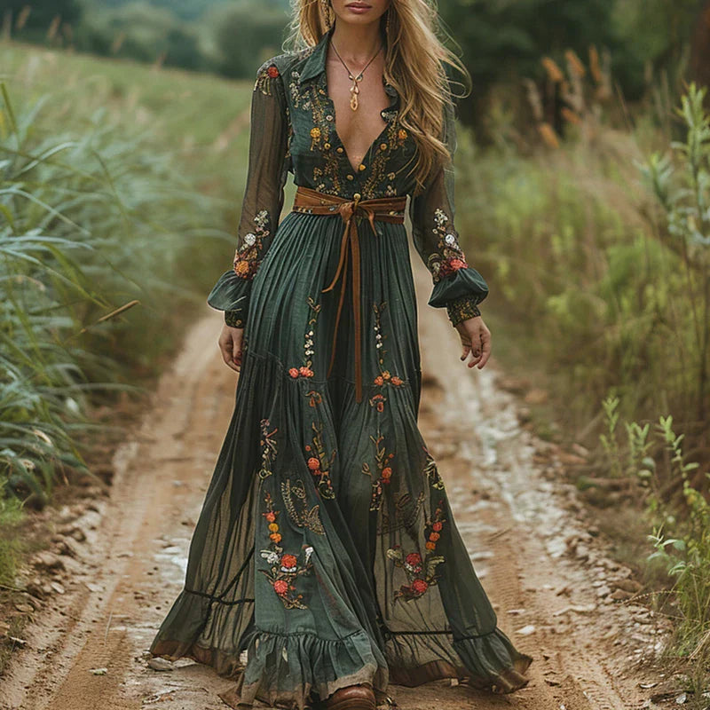 Selvara™ | Bohemian-Inspired Floral Maxi Dress