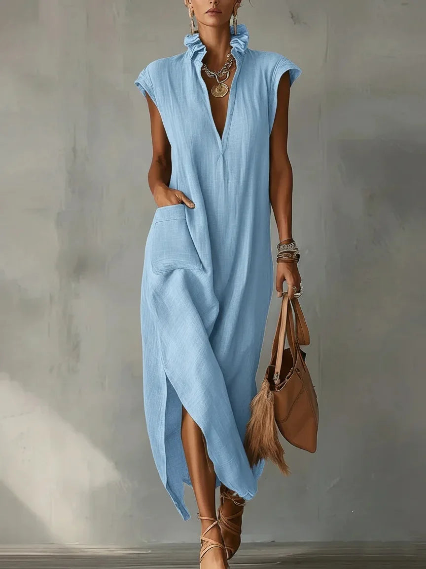 Relaxed Split-Hem Maxi Dress