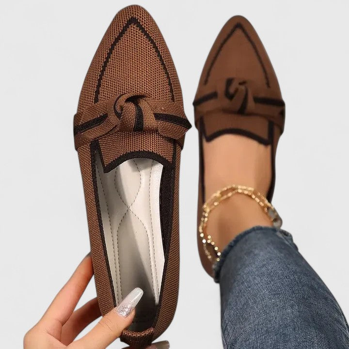 Nova | Women's Slip-On Flat Loafers with Pointed Toe and Knot Accent
