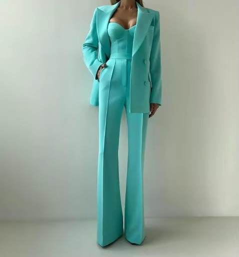 Tiffany | Women's Three-Piece Blazer Set with Corset Top and Flared Trousers