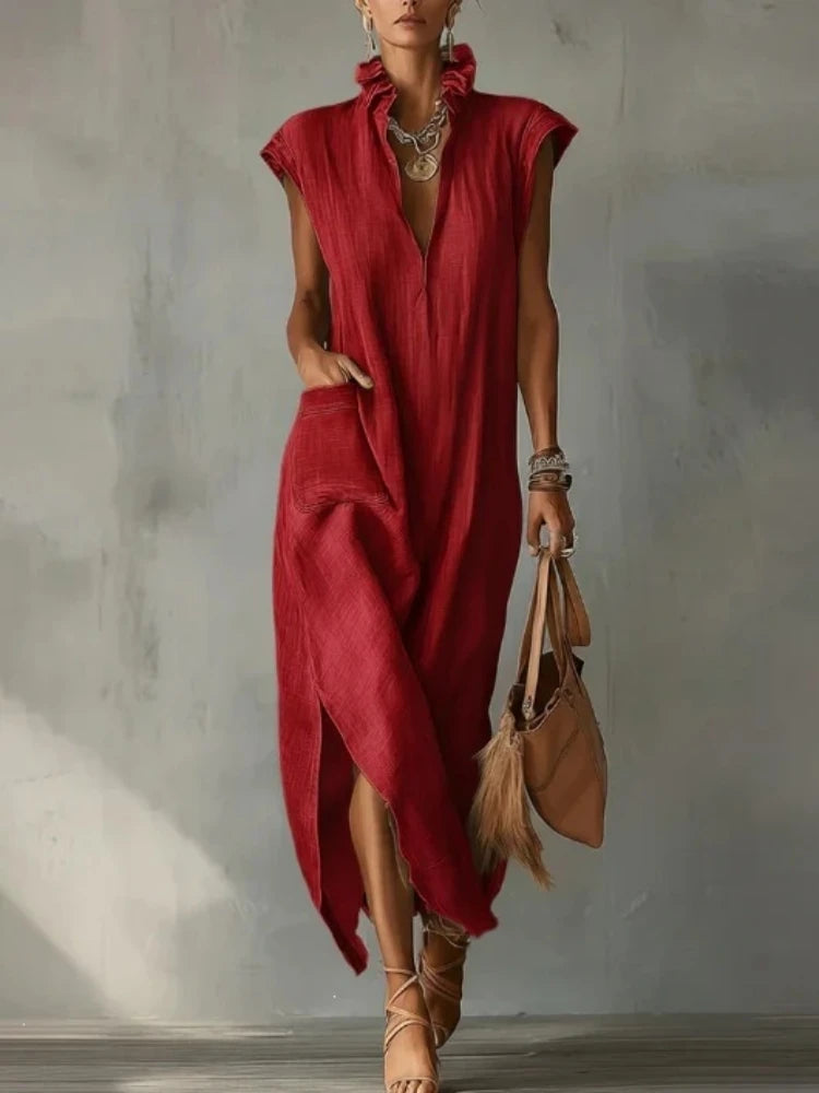 Relaxed Split-Hem Maxi Dress