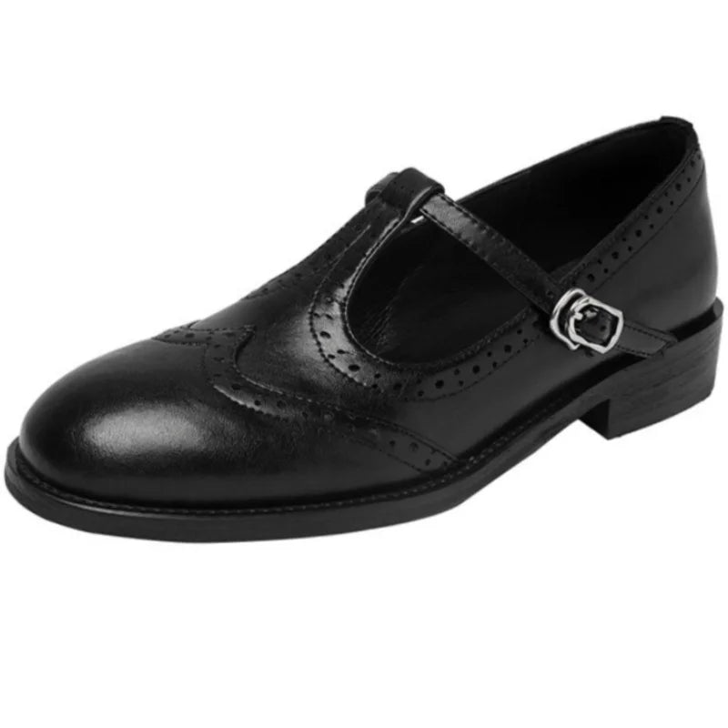 Vivian | Women's T-Strap Mary Jane Shoes with Low Block Heel and Buckle