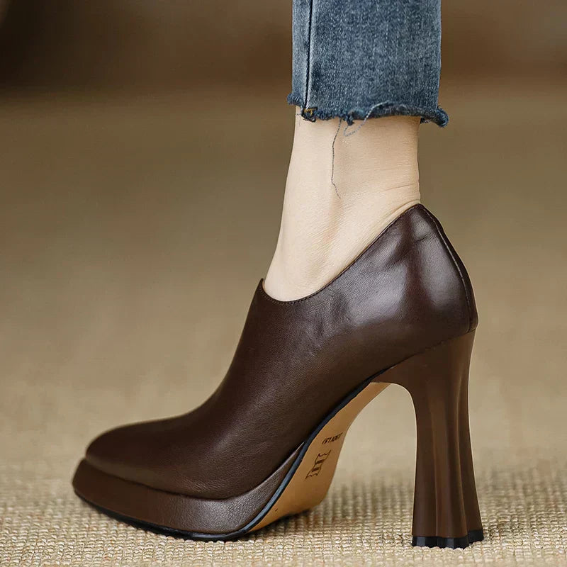 Giselle | Women's Platform Block Heel Pumps with Side Zipper