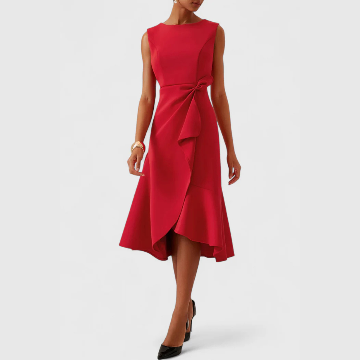 Sheila™ | Asymmetrical Draped Midi Dress