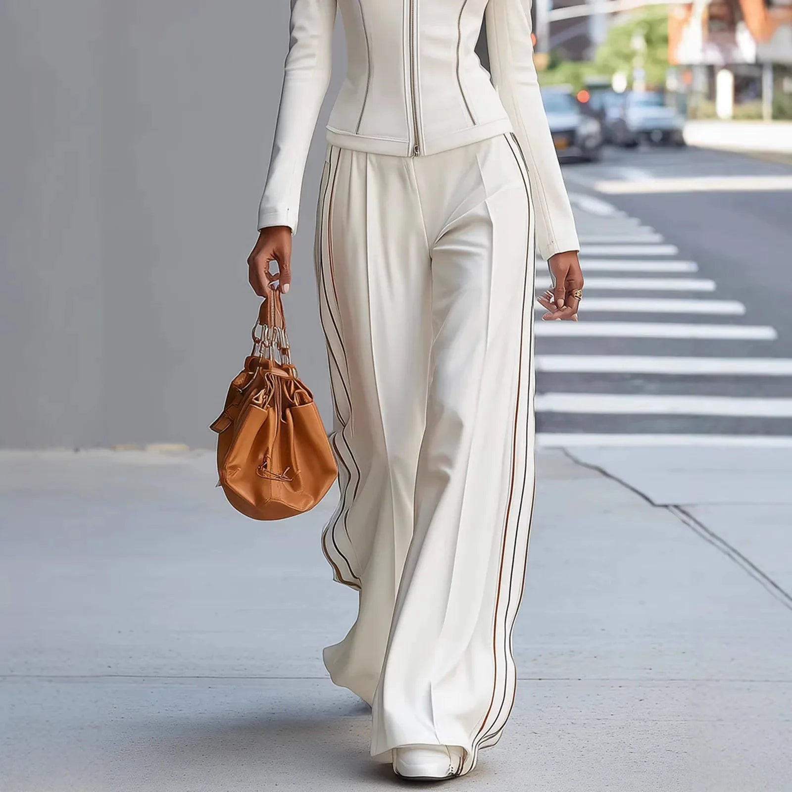 Tailored Zip-Up Two-Piece Set