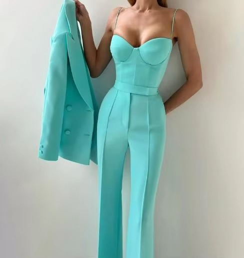 Tiffany | Women's Three-Piece Blazer Set with Corset Top and Flared Trousers