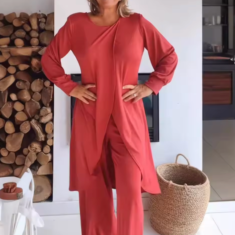 Haven | Women's Long Sleeve Tunic and Wide Leg Pants Two-Piece Set