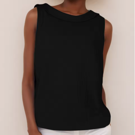 Maria™ | Sleeveless Top with Roll Collar