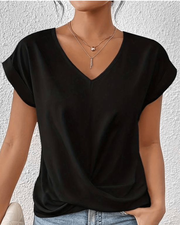 Jade | Women's Short Sleeve V-Neck Twist Front Top
