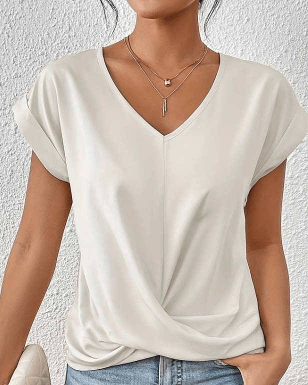 Jade | Women's Short Sleeve V-Neck Twist Front Top