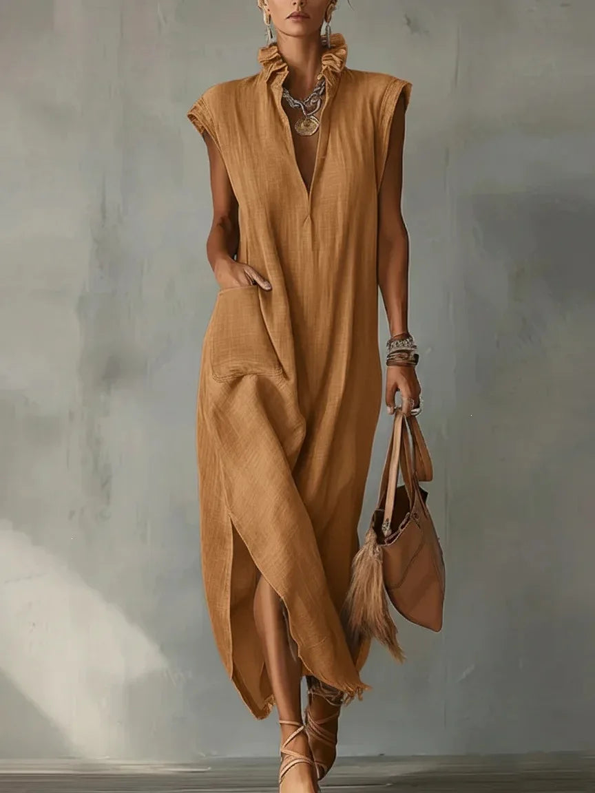 Relaxed Split-Hem Maxi Dress
