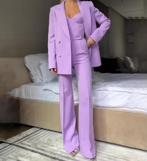 Tiffany | Women's Three-Piece Blazer Set with Corset Top and Flared Trousers