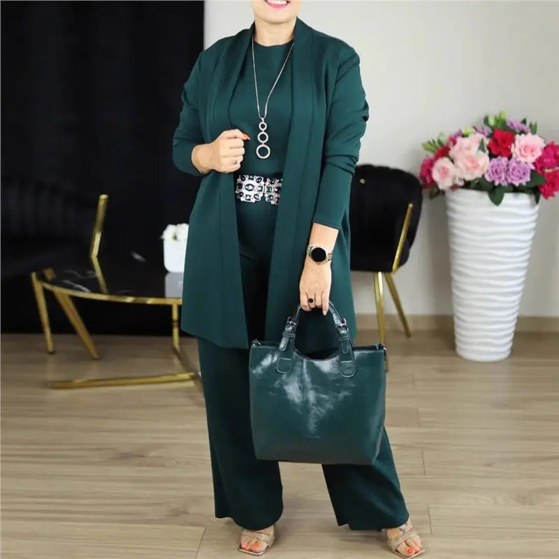 Relaxed Three-Piece Wide-Leg Set