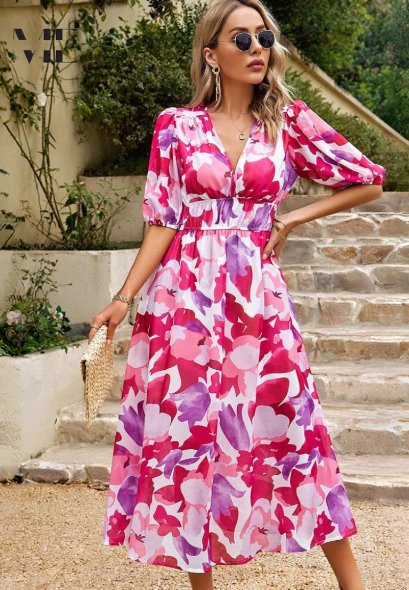 Monica™ | Chic Floral Elegance Dress