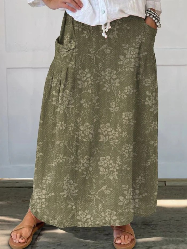 Princess™ | Retro Floral Pocket Skirt with Elastic Waistband
