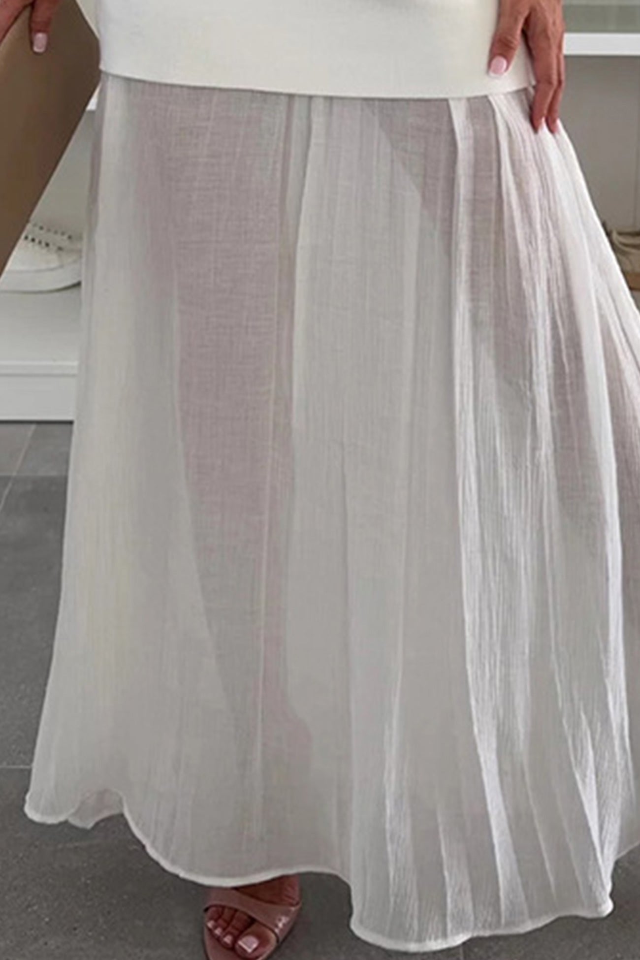 V-Neck Knit Top &amp; Pleated Maxi Skirt Set