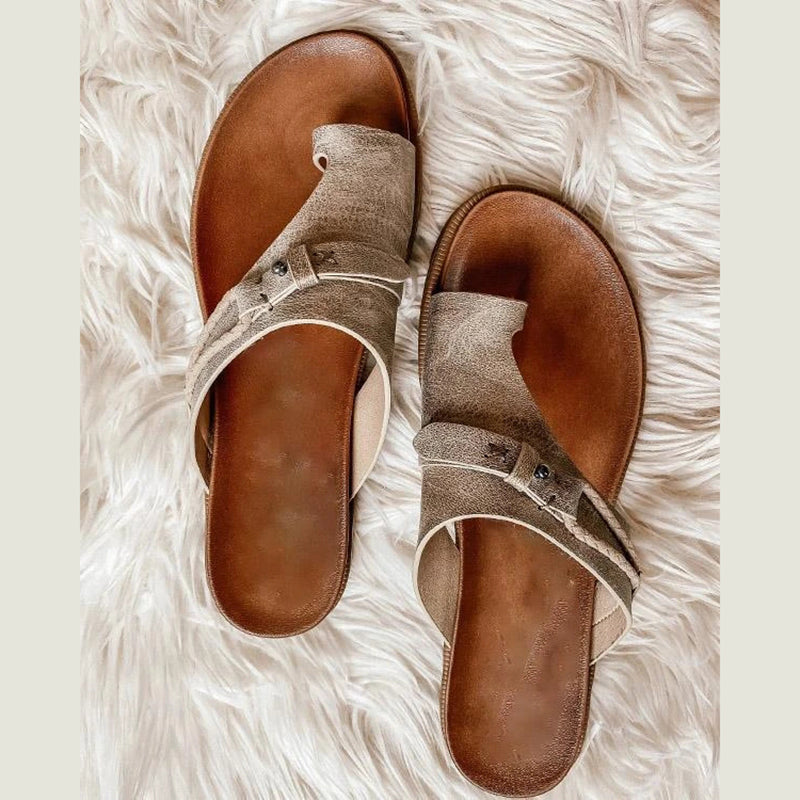 Roma | Women's Boho Slip-On Flat Toe Ring Sandals for Summer