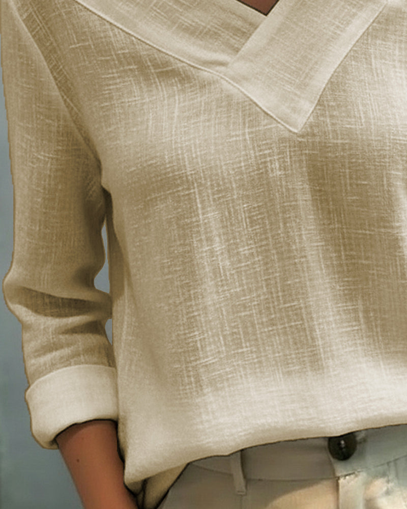 Aria | Women's Long Sleeve Top with Asymmetric V-Neck