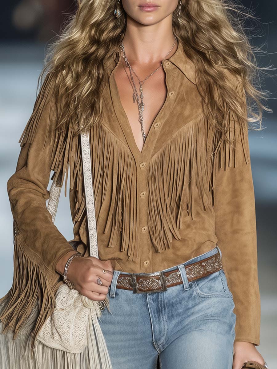Aspen | Women's Long Sleeve Western Shirt with Fringe