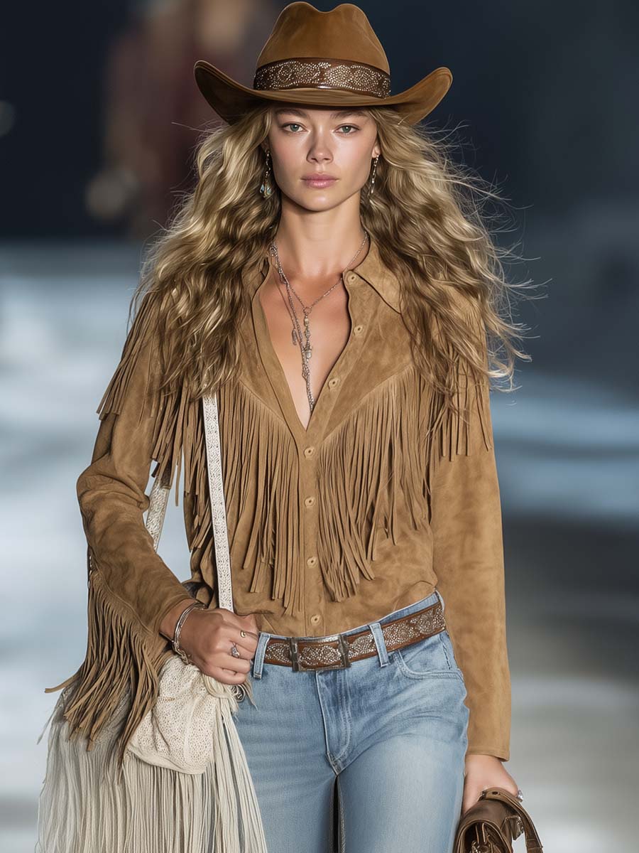 Aspen | Women's Long Sleeve Western Shirt with Fringe
