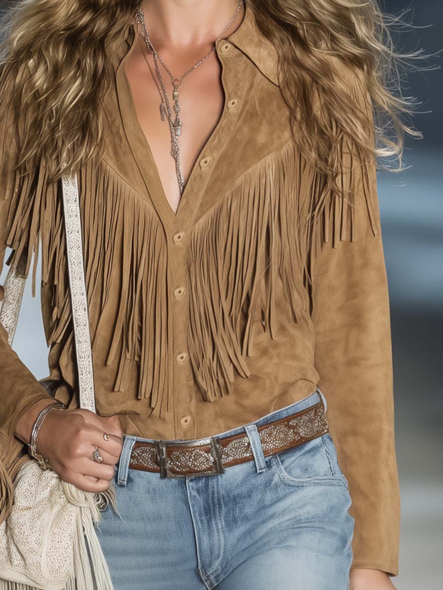 Aspen | Women's Long Sleeve Western Shirt with Fringe