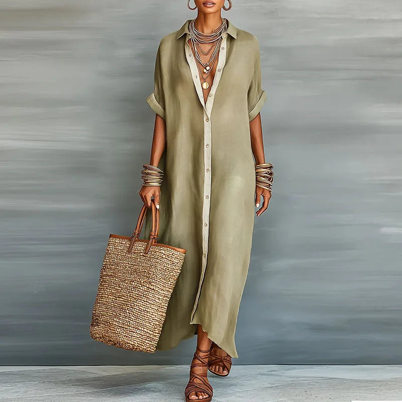 Astoria | Women's Maxi Shirt Dress with Button Front