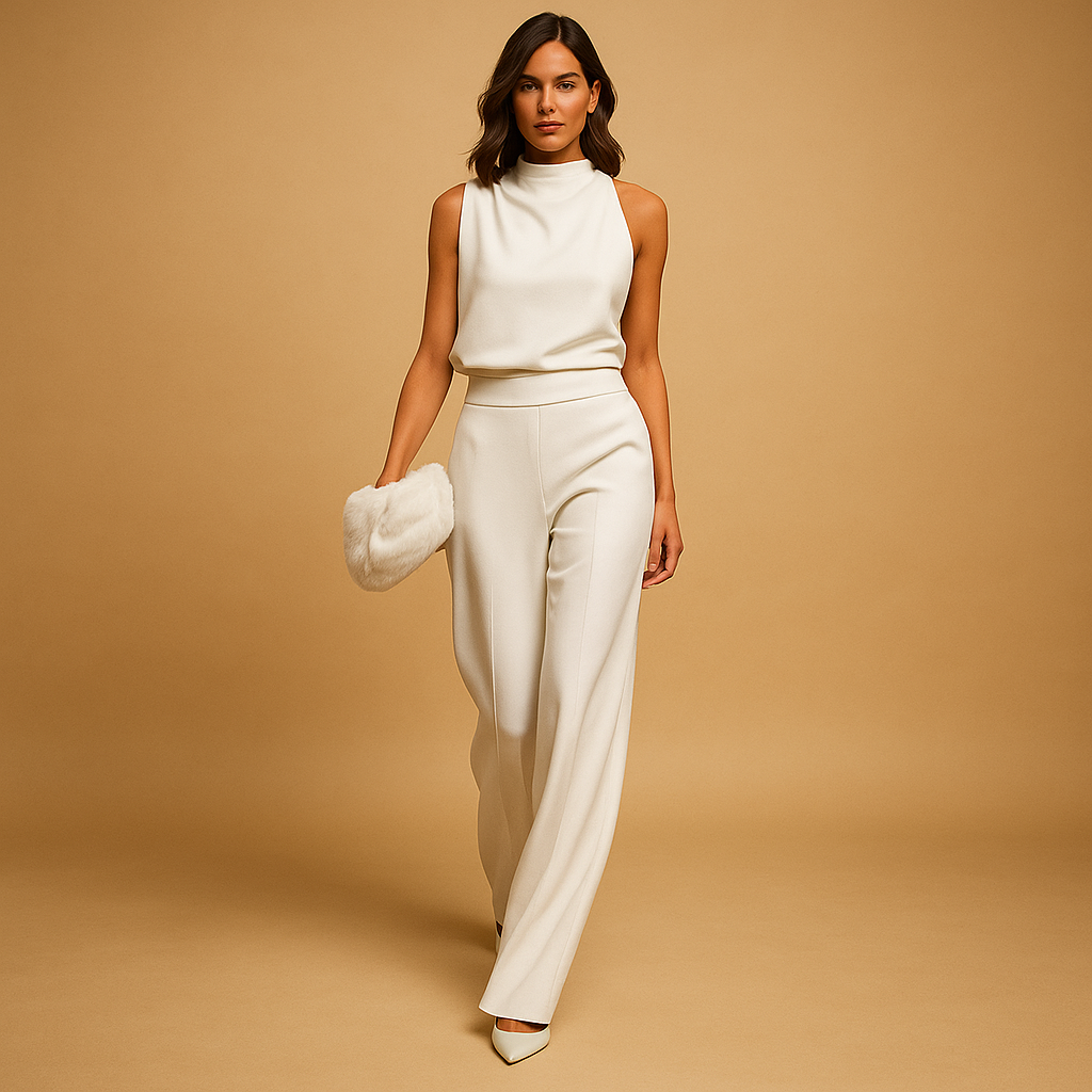 Azalea | Women's Sleeveless Jumpsuit with High Neck and Wide Legs
