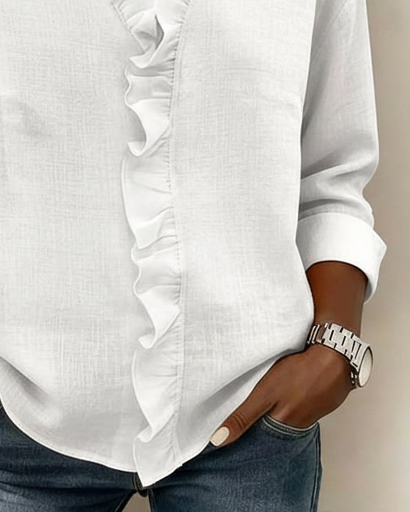 Sophie | Women's Long Sleeve Ruffle V-Neck Blouse for Spring