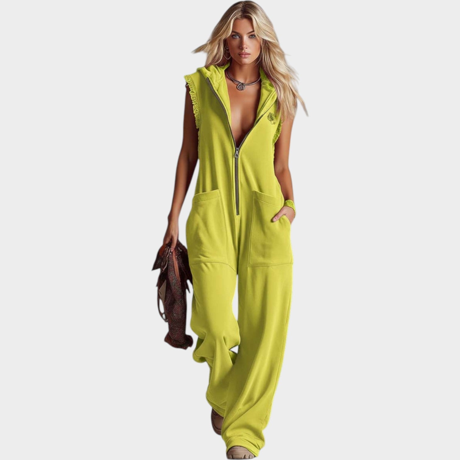 Relaxed Zip-Up Hooded Jumpsuit