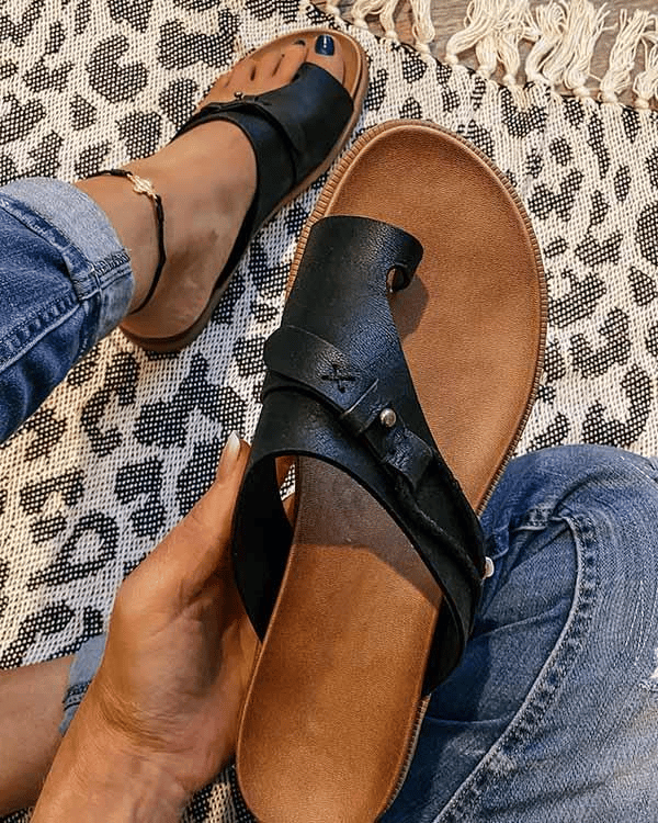 Roma | Women's Boho Slip-On Flat Toe Ring Sandals for Summer
