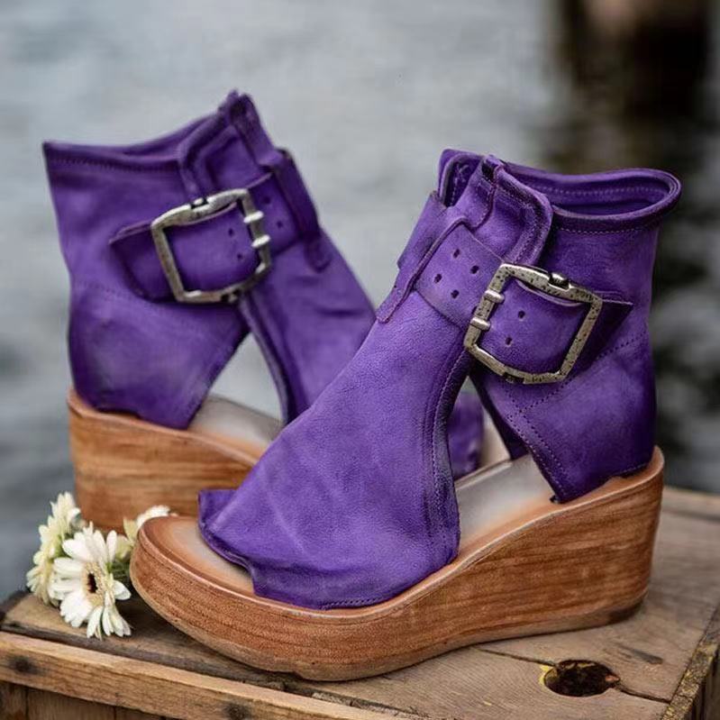 Dawn™ | Boho-Style Wedge Sandals with Buckle
