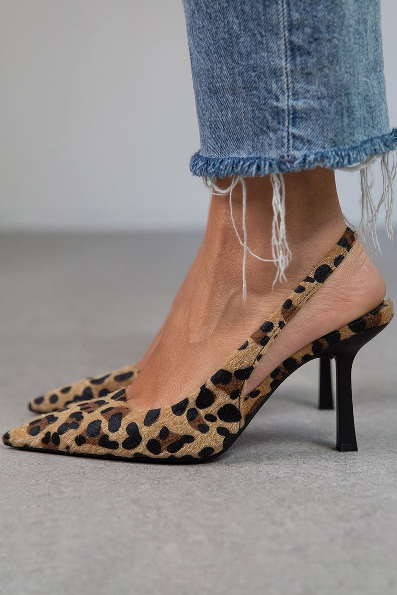 Liorina™ Khaki Leopard Print Pointed Toe Heels