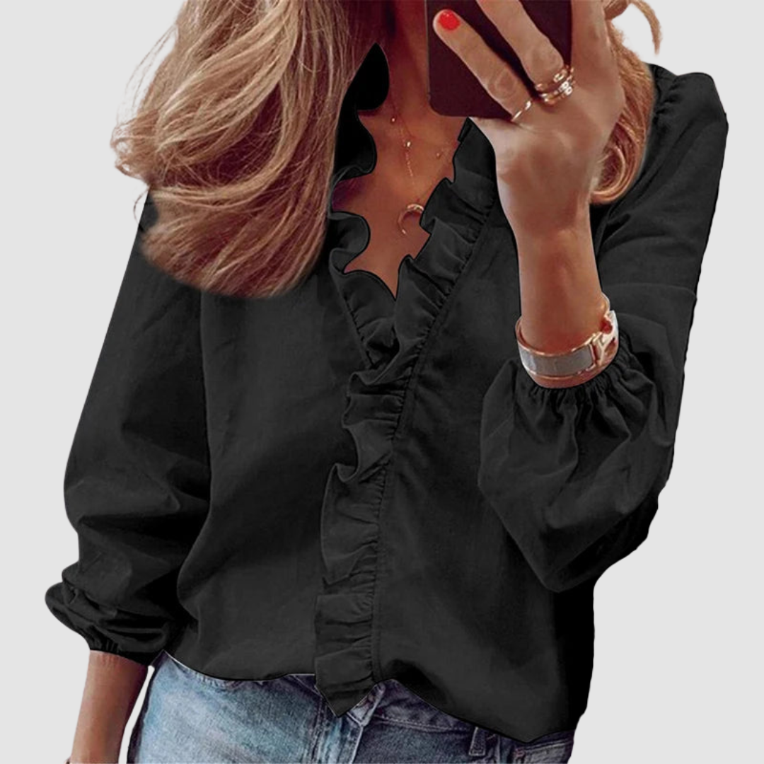 Brielle | Women's Long Sleeve Floral Ruffle Blouse