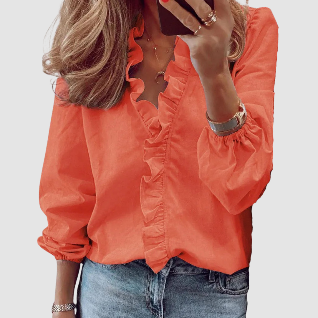 Brielle | Women's Long Sleeve Blouse with Floral Ruffles