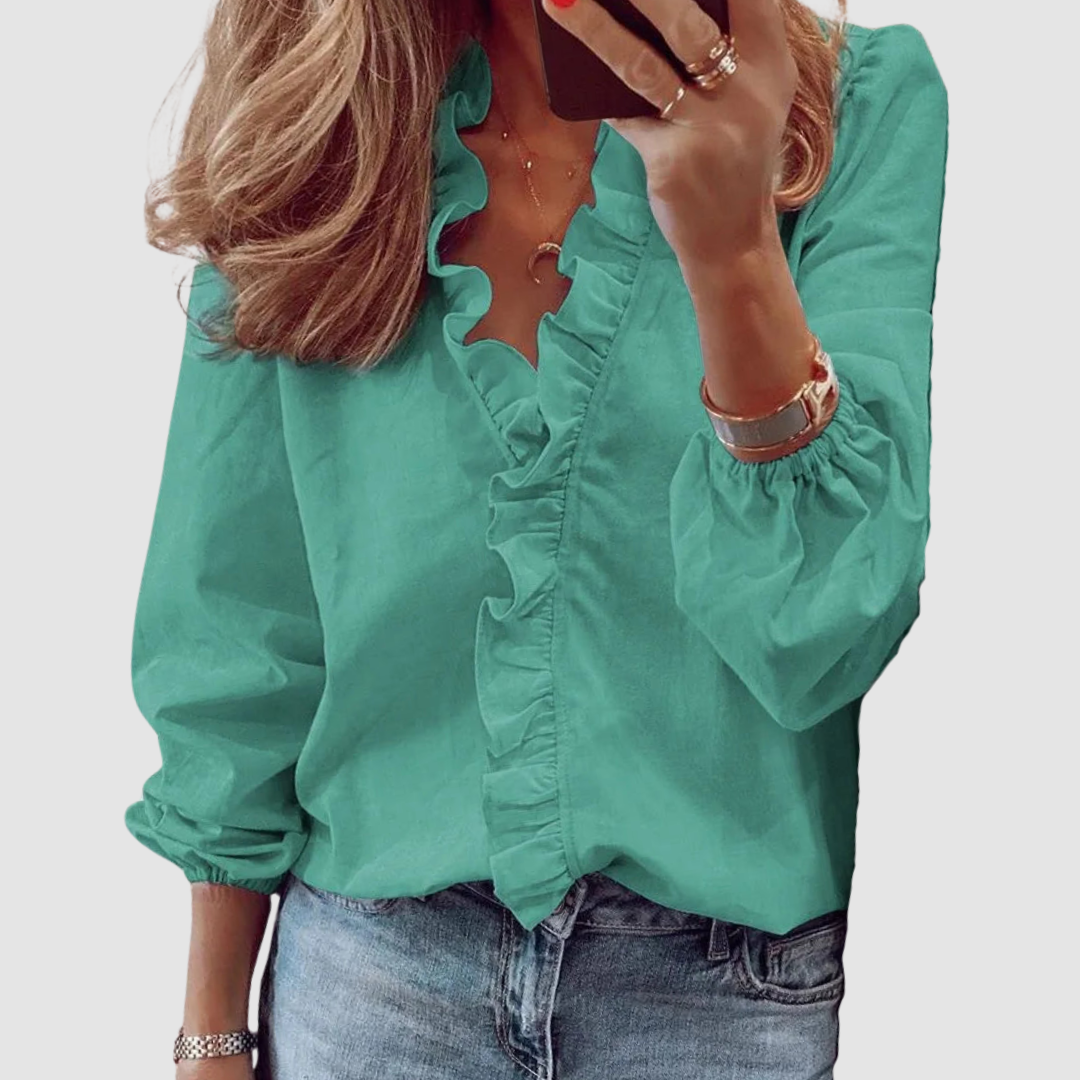 Brielle | Women's Long Sleeve Blouse with Floral Ruffles