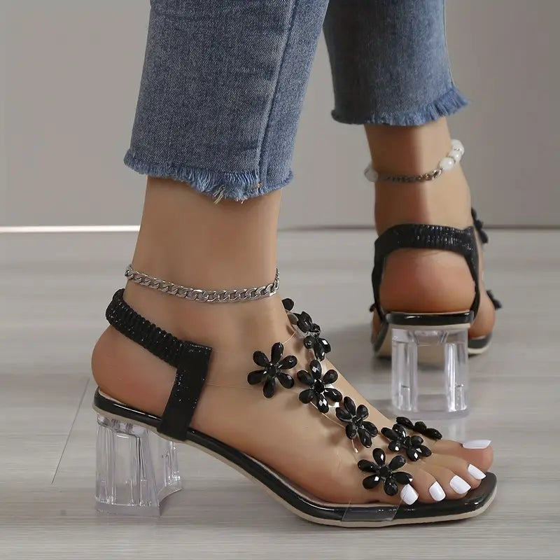 Serene | Women's Rhinestone-Embellished Block Heel Sandals