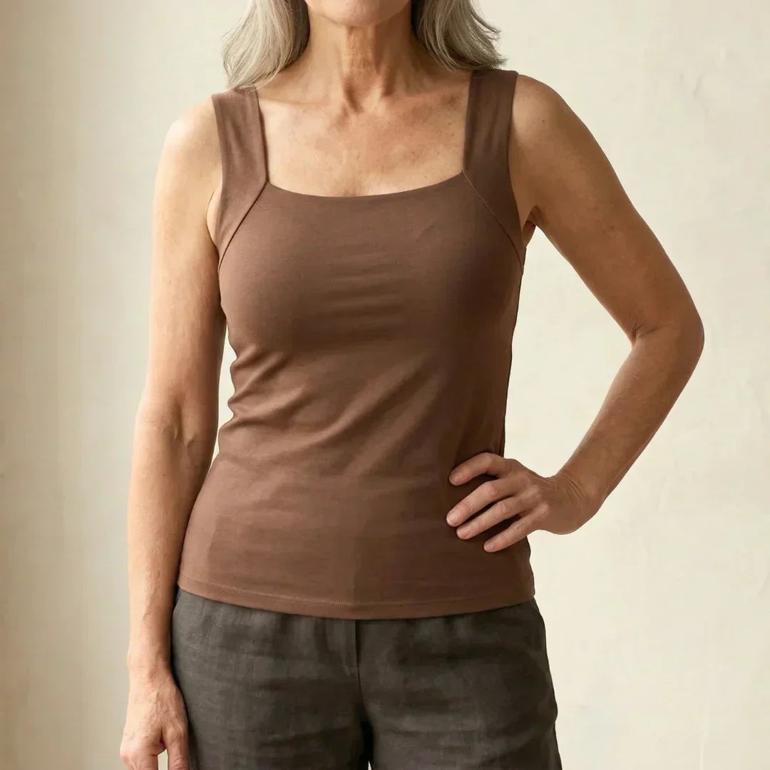 Calista | Women's Square Neck Tank Top with Built-In Bra
