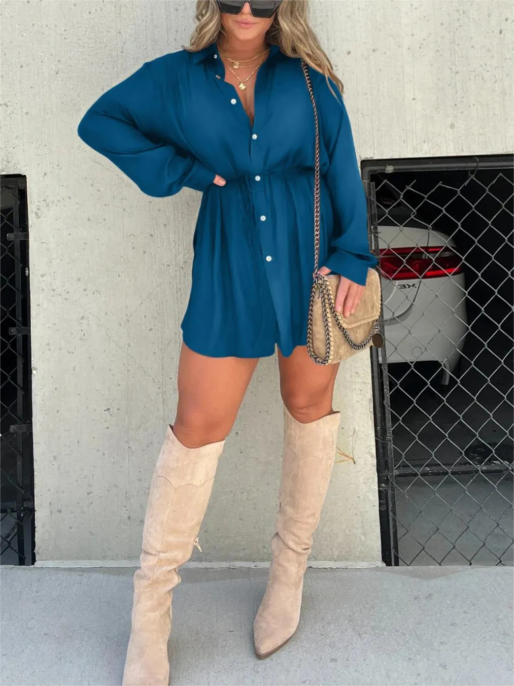 Catalina | Women's Long Sleeve Button-Up Shirt Dress