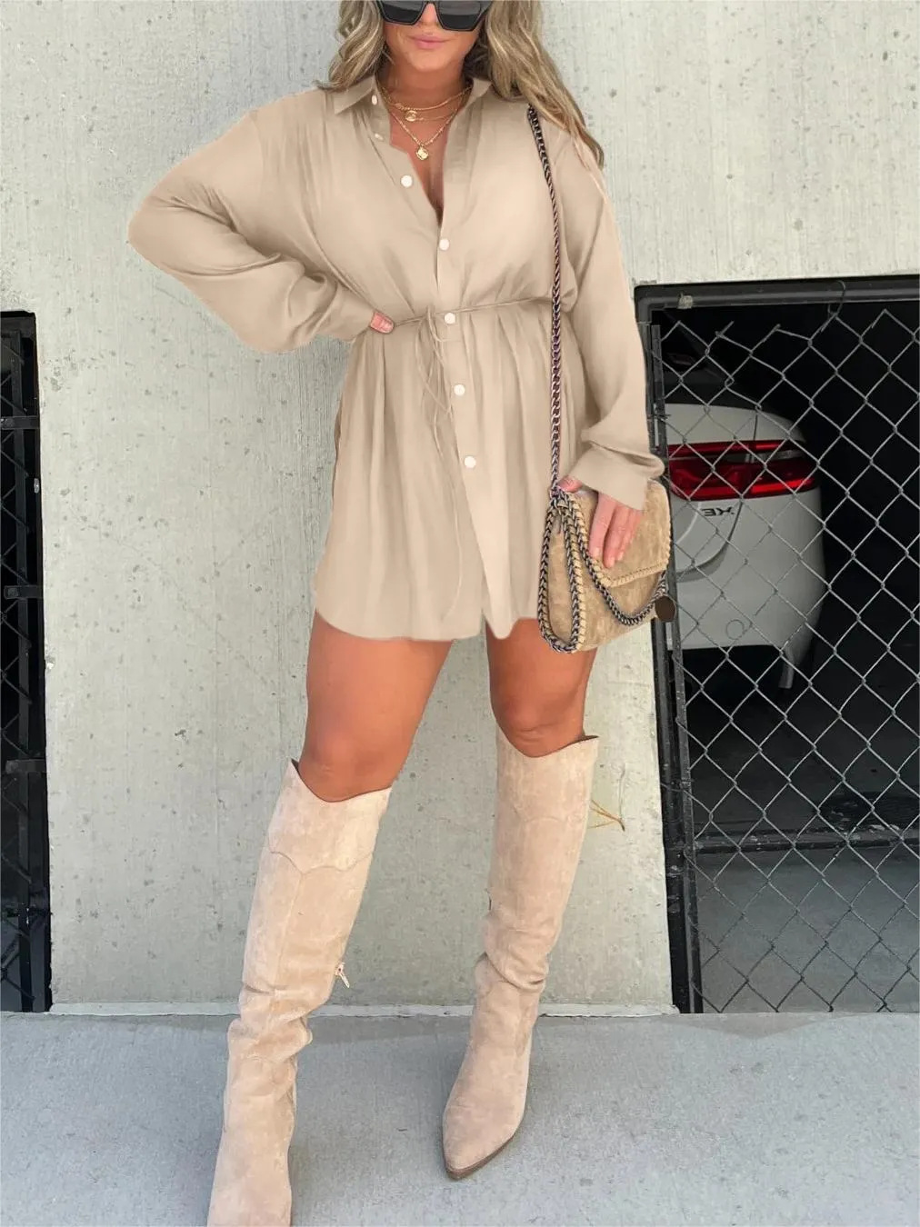 Catalina | Women's Long Sleeve Button-Up Shirt Dress