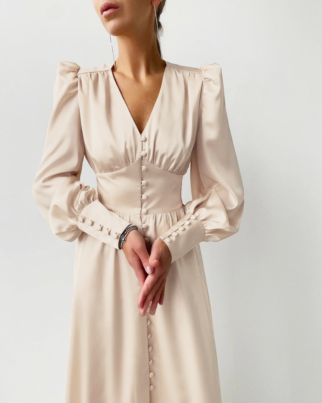 Catalina | Women's Long Sleeve V-Neck Midi Dress