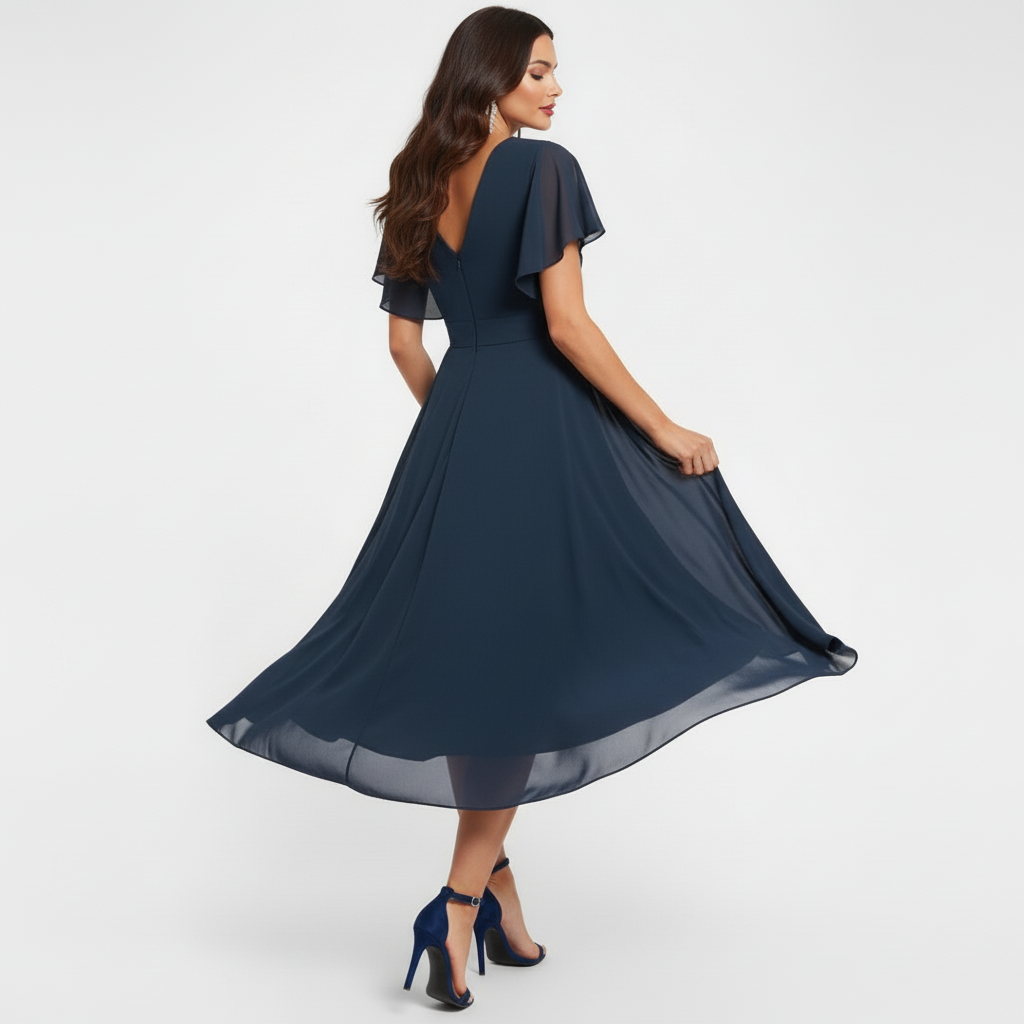 Catalina | Women's Midi Dress with V-Neck