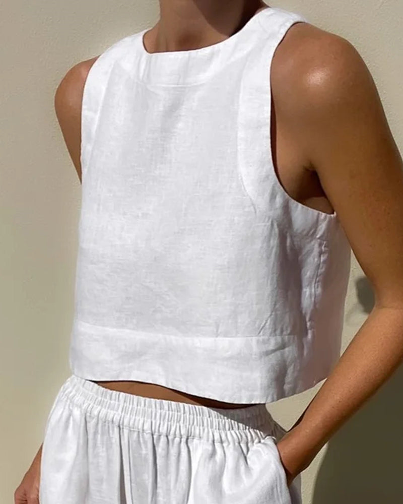 Salina | Women's Two-Piece Crop Top and Wide-Leg Pants Set