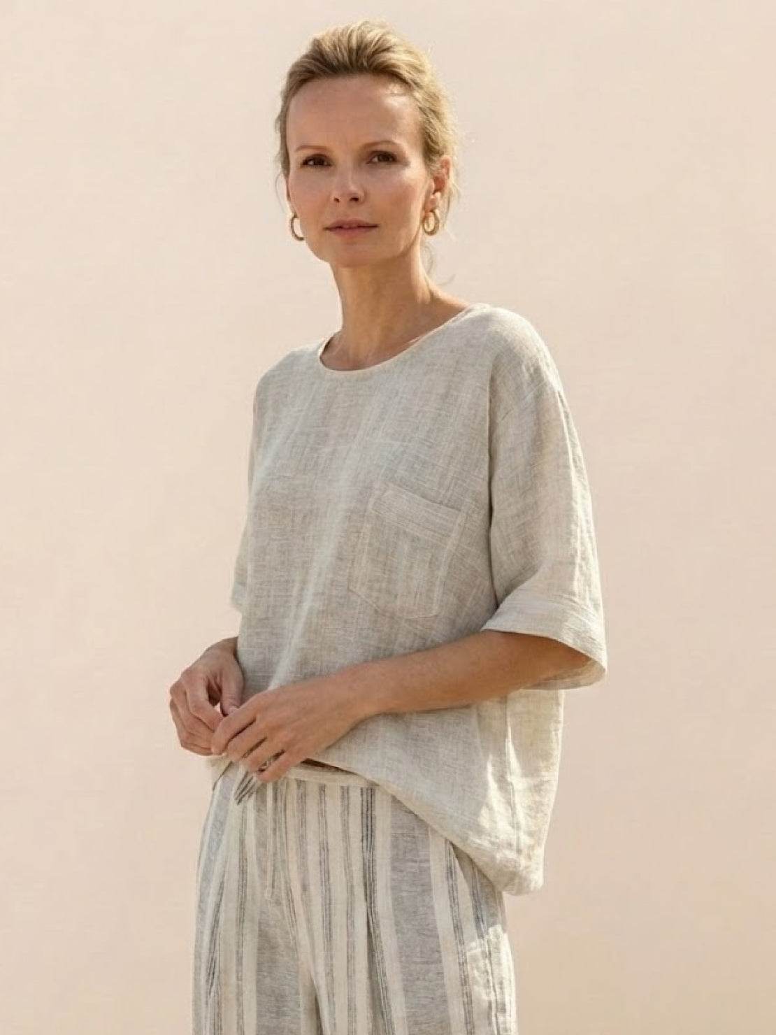 Paloma | Women's Striped Wide-Leg Pants and Tee Set for Casual Wear